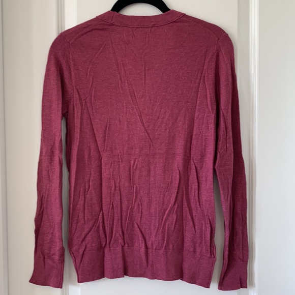 NWT LOFT V-Neck Button Front Long Sleeves Fuchsia Knit Cardigan Sweater Size SP - Picture 9 of 16